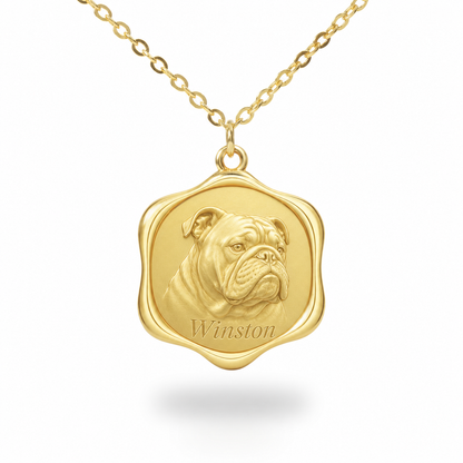 Soulyshine Bulldog Precious Paw personalized pet photo necklace - 18K Gold Vermeil front