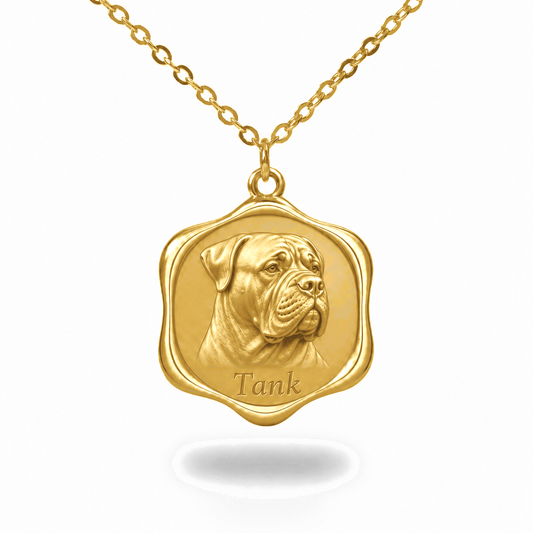 Soulyshine Bullmastiff Precious Paw personalized pet photo necklace - 18K Gold Vermeil front