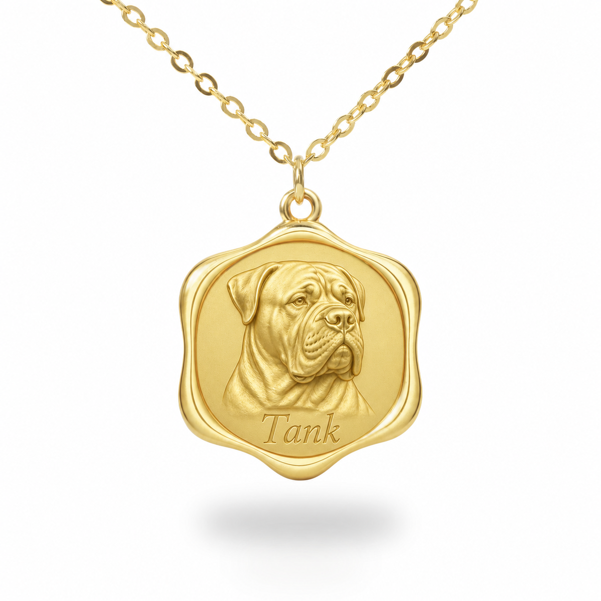 Soulyshine Bullmastiff Precious Paw personalized pet photo necklace - 18K Gold Vermeil front