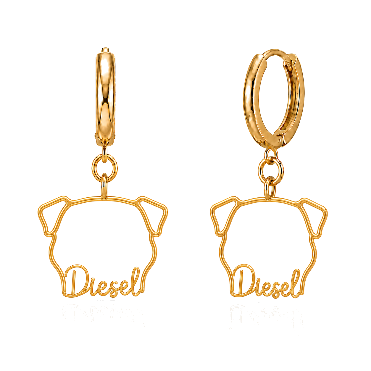 Bullmastiff Diesel personalized pet face earrings