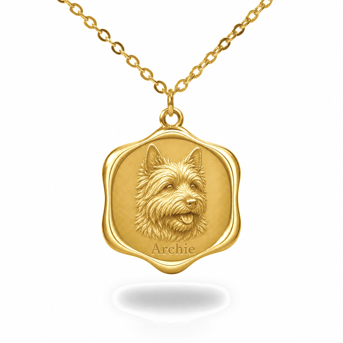 Soulyshine Cairn Terrier Precious Paw personalized pet photo necklace - 18K Gold Vermeil front