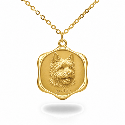 Soulyshine Cairn Terrier Precious Paw personalized pet photo necklace - 18K Gold Vermeil front