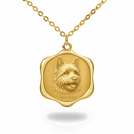 Soulyshine Cairn Terrier Precious Paw personalized pet photo necklace - 18K Gold Vermeil front