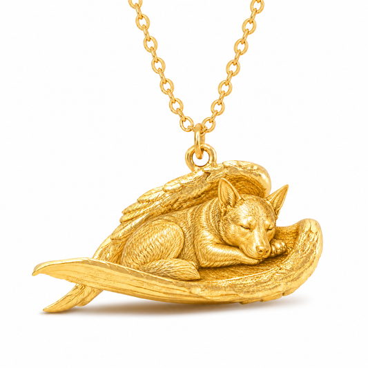 Soulyshine Cairn Terrier The Sleeping Angel – Personalized Pet Necklace - 18K Gold Vermeil front