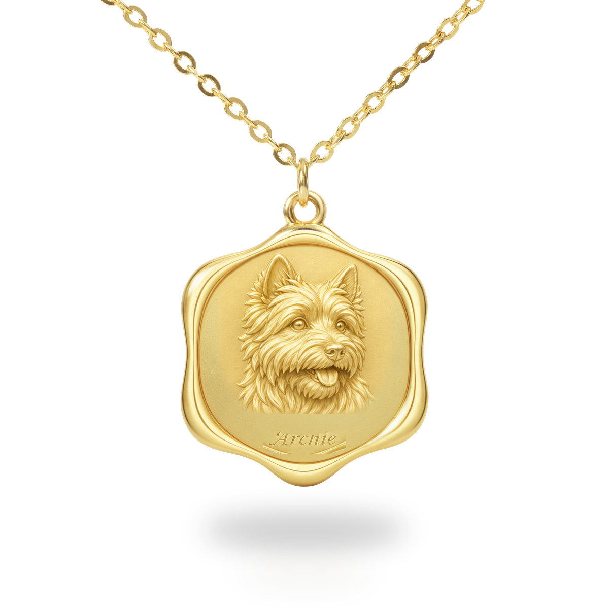 Soulyshine Cairn Terrier Precious Paw personalized pet photo necklace - 18K Gold Vermeil front