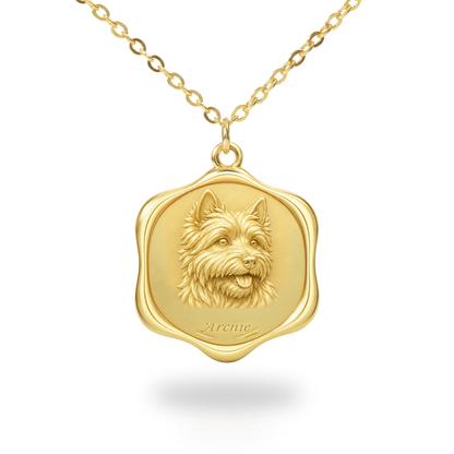 Soulyshine Cairn Terrier Precious Paw personalized pet photo necklace - 18K Gold Vermeil front