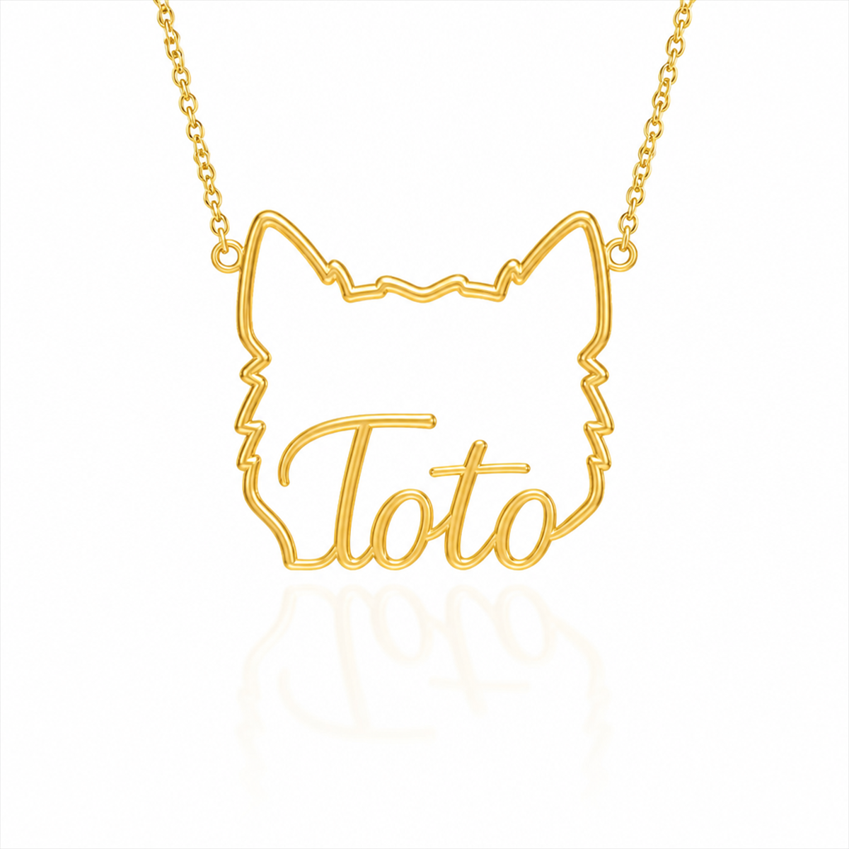 Soulyshine Cairn Terrier personalized outline pet face and name necklace in gold