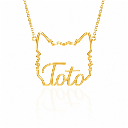 Soulyshine Cairn Terrier personalized outline pet face and name necklace in gold