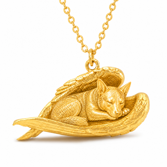 Soulyshine Canaan Dog The Sleeping Angel – Personalized Pet Necklace - 18K Gold Vermeil front