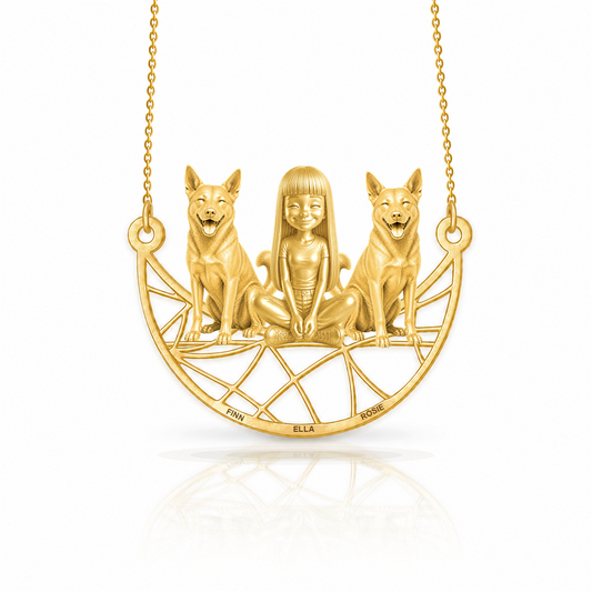 Personalized Canaan Dog girl and her dogs necklace - front view