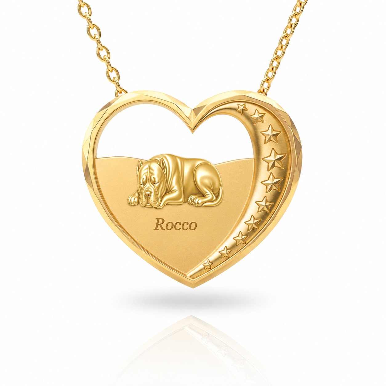 Soulyshine Cane Corso Heartbound – Personalized Pet Heart Necklace - 18K Gold Vermeil front