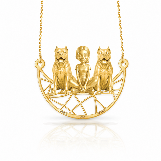 Personalized Cane Corso girl and her dogs necklace - front view