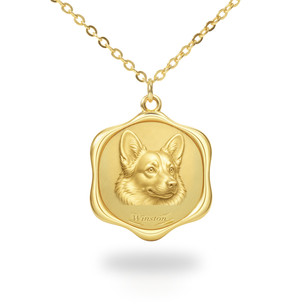 Soulyshine Cardigan Welsh Corgi Precious Paw personalized pet photo necklace - 18K Gold Vermeil front