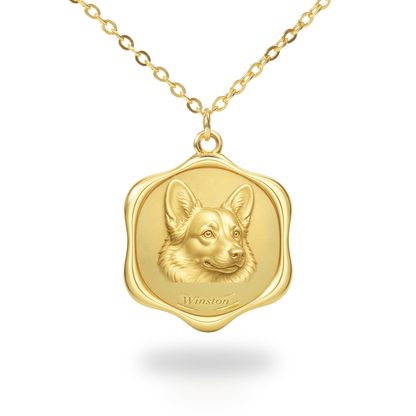 Soulyshine Cardigan Welsh Corgi Precious Paw personalized pet photo necklace - 18K Gold Vermeil front
