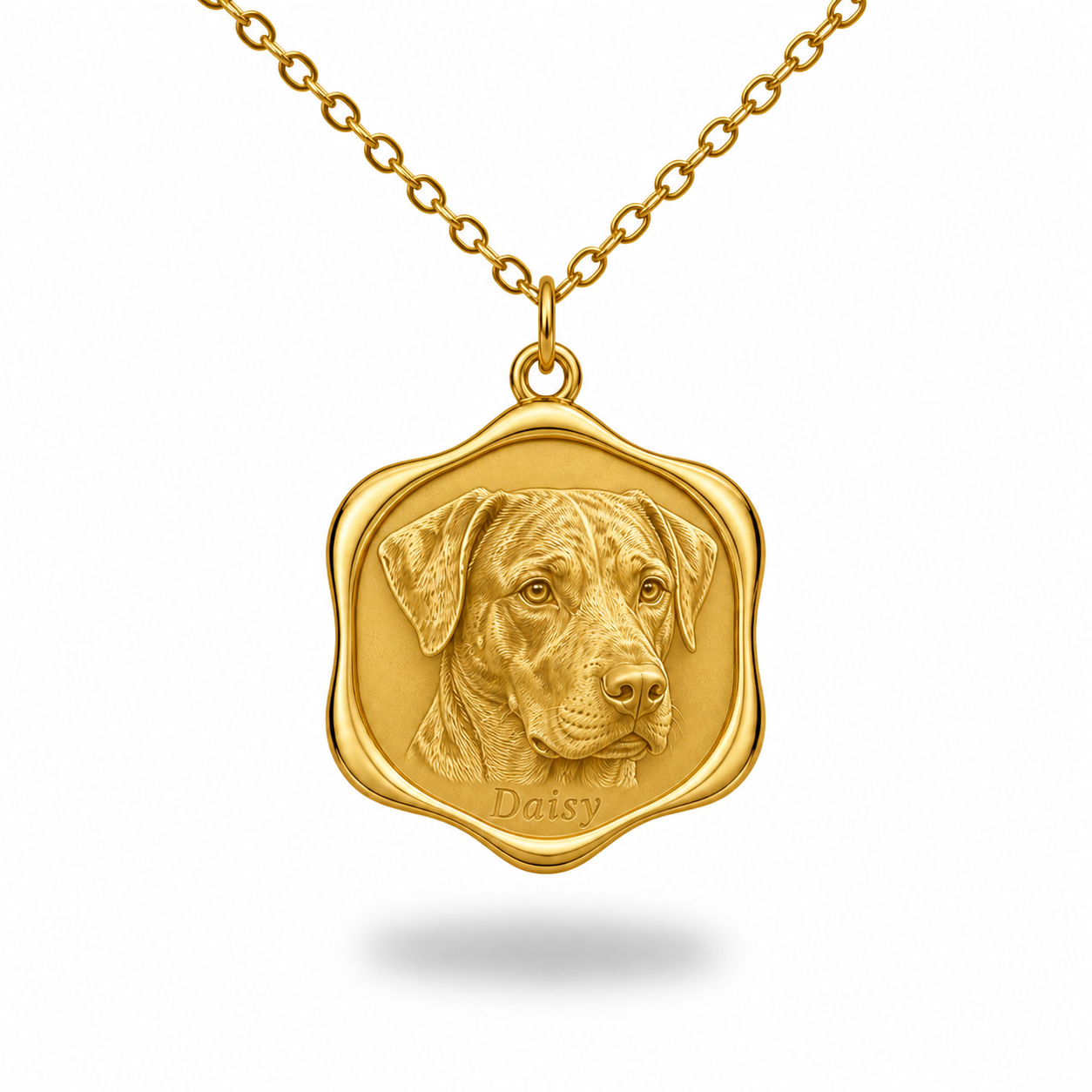Soulyshine Catahoula Leopard Dog Precious Paw personalized pet photo necklace - 18K Gold Vermeil front