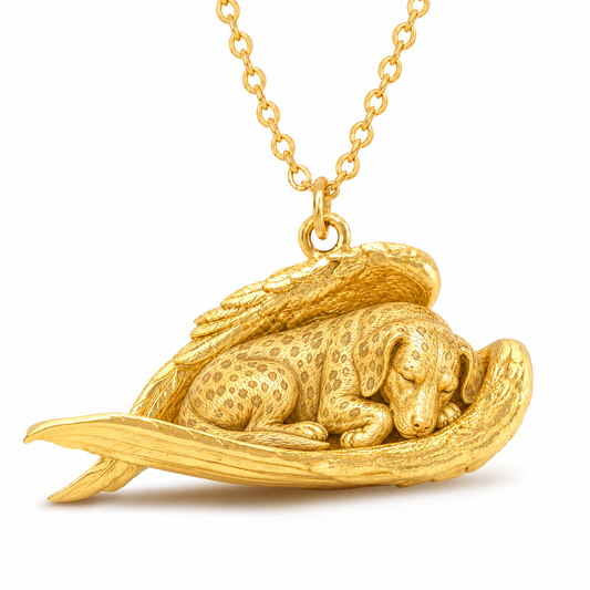 Soulyshine Catahoula Leopard Dog The Sleeping Angel – Personalized Pet Necklace - 18K Gold Vermeil front