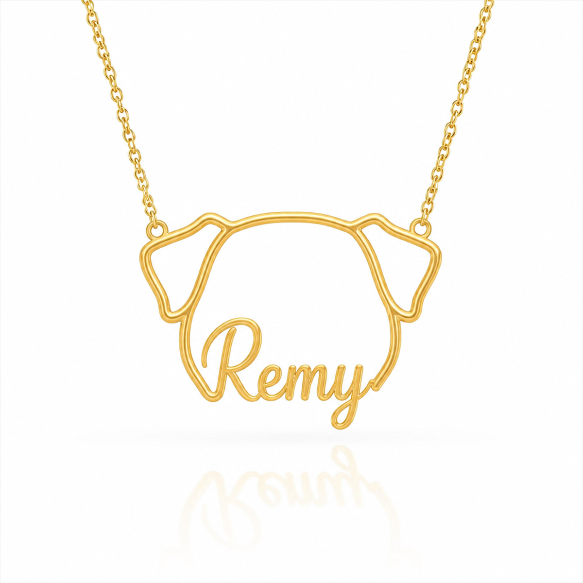 Soulyshine Catahoula Leopard Dog personalized outline pet face and name necklace in gold