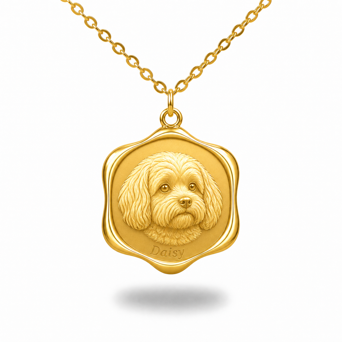 Soulyshine Cavachon Precious Paw personalized pet photo necklace - 18K Gold Vermeil front