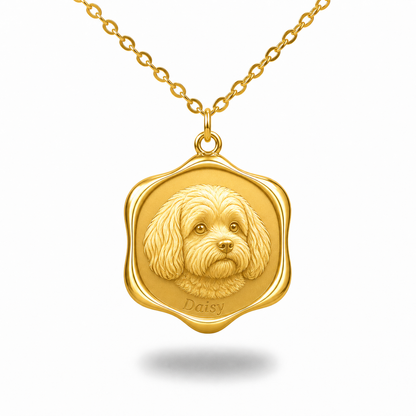 Soulyshine Cavachon Precious Paw personalized pet photo necklace - 18K Gold Vermeil front