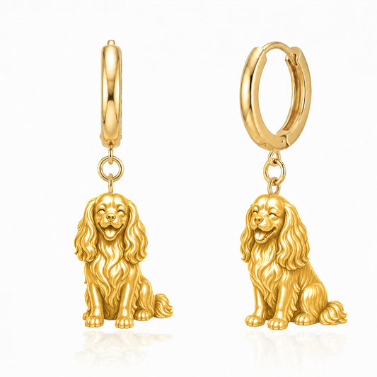 Cavalier King Charles Spaniel personalized companion handcrafted huggie earrings