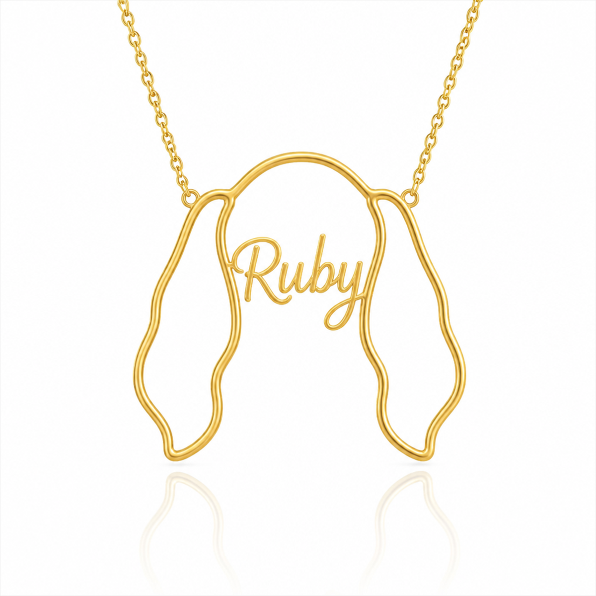 Soulyshine Cavalier King Charles Spaniel personalized outline pet face and name necklace in gold