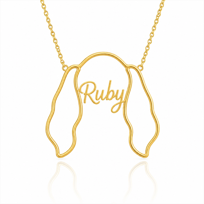Soulyshine Cavalier King Charles Spaniel personalized outline pet face and name necklace in gold
