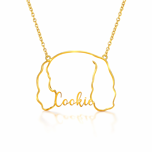 Soulyshine Cavalier Whisper of Paws – Personalized Outline Your Pet's Face and Name Necklace