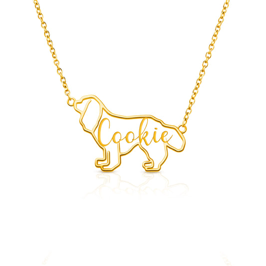 The Fine Line Cavalier Portrait – Custom Dog Outline Handcrafted Necklace
