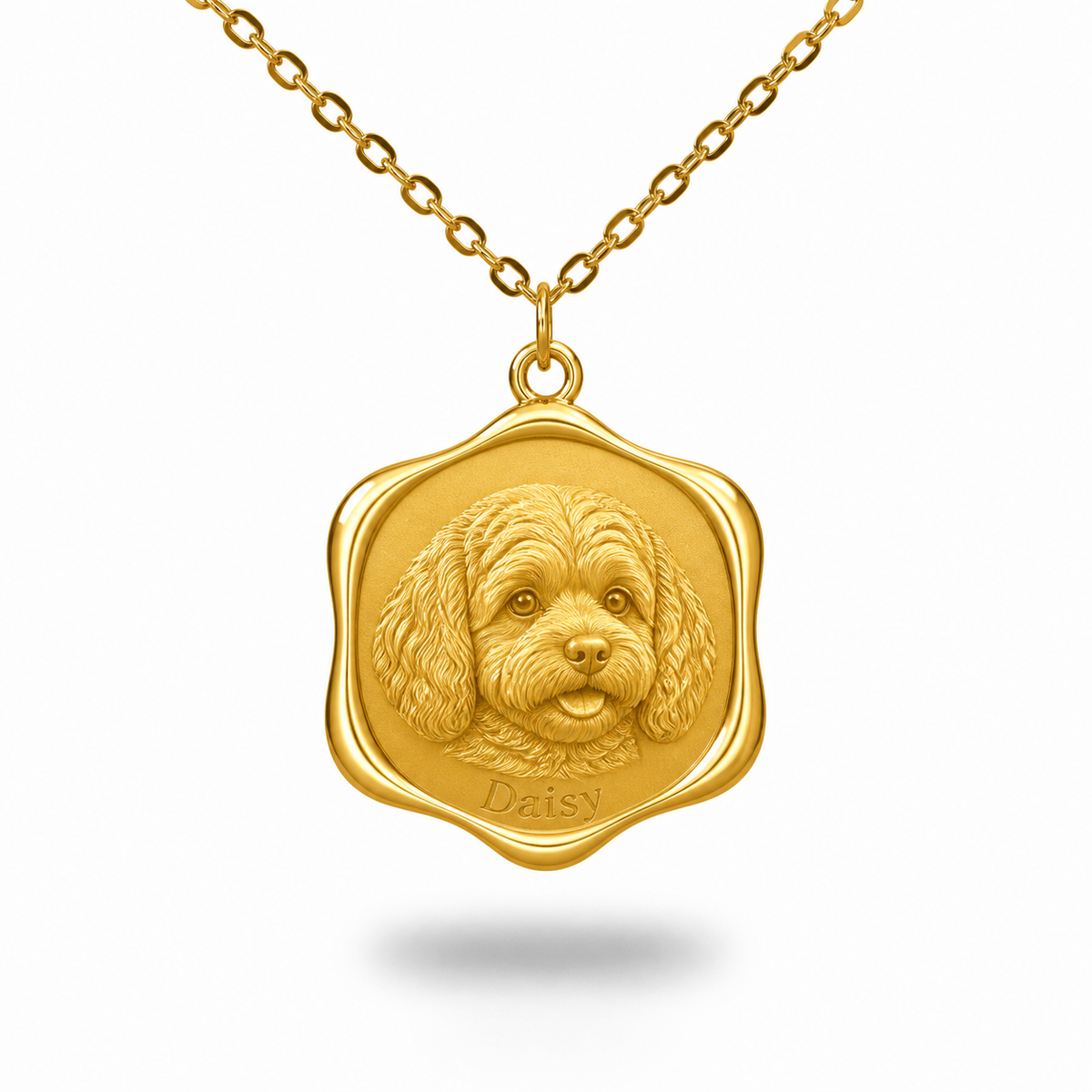 Soulyshine Cavapoo Precious Paw personalized pet photo necklace - 18K Gold Vermeil front