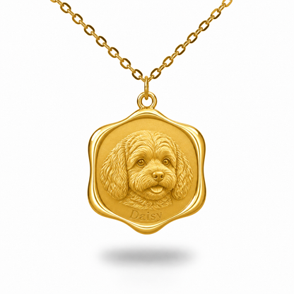 Soulyshine Cavapoo Precious Paw personalized pet photo necklace - 18K Gold Vermeil front