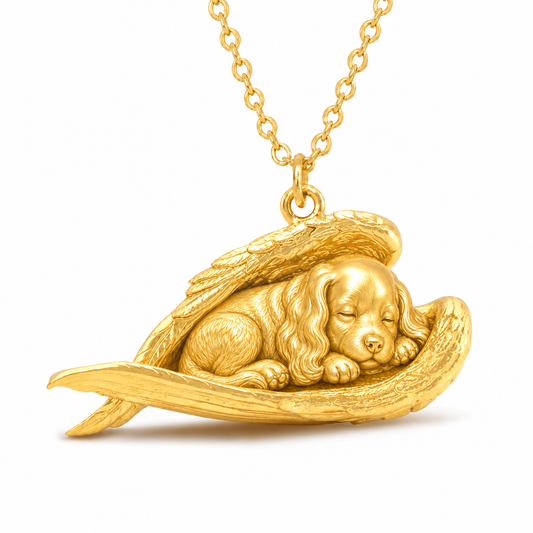 Soulyshine Cavapoo The Sleeping Angel – Personalized Pet Necklace - 18K Gold Vermeil front
