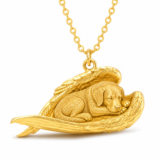 Soulyshine Chesapeake Bay Retriever The Sleeping Angel – Personalized Pet Necklace - 18K Gold Vermeil front