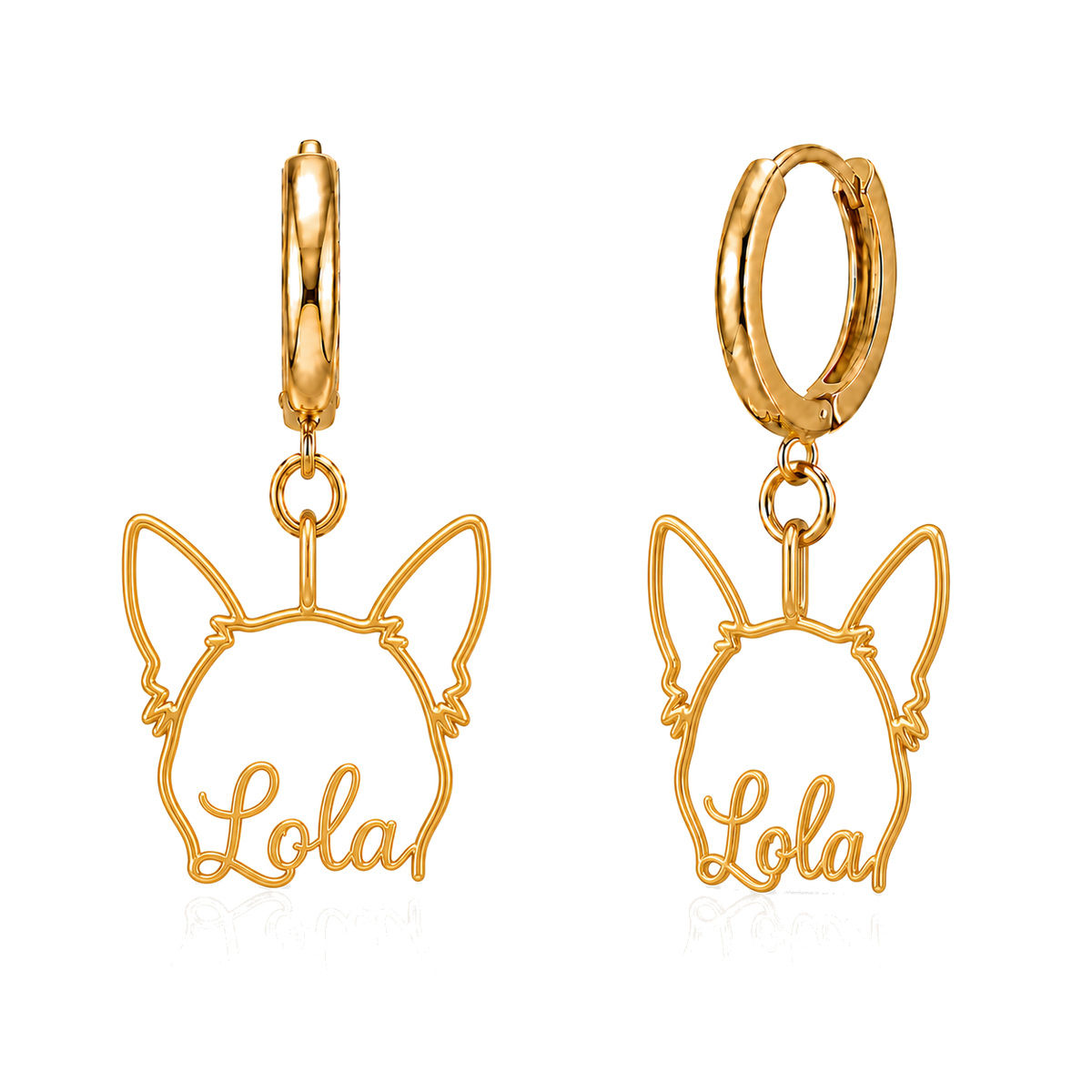 Chihuahua long hair Lola personalized pet face earrings