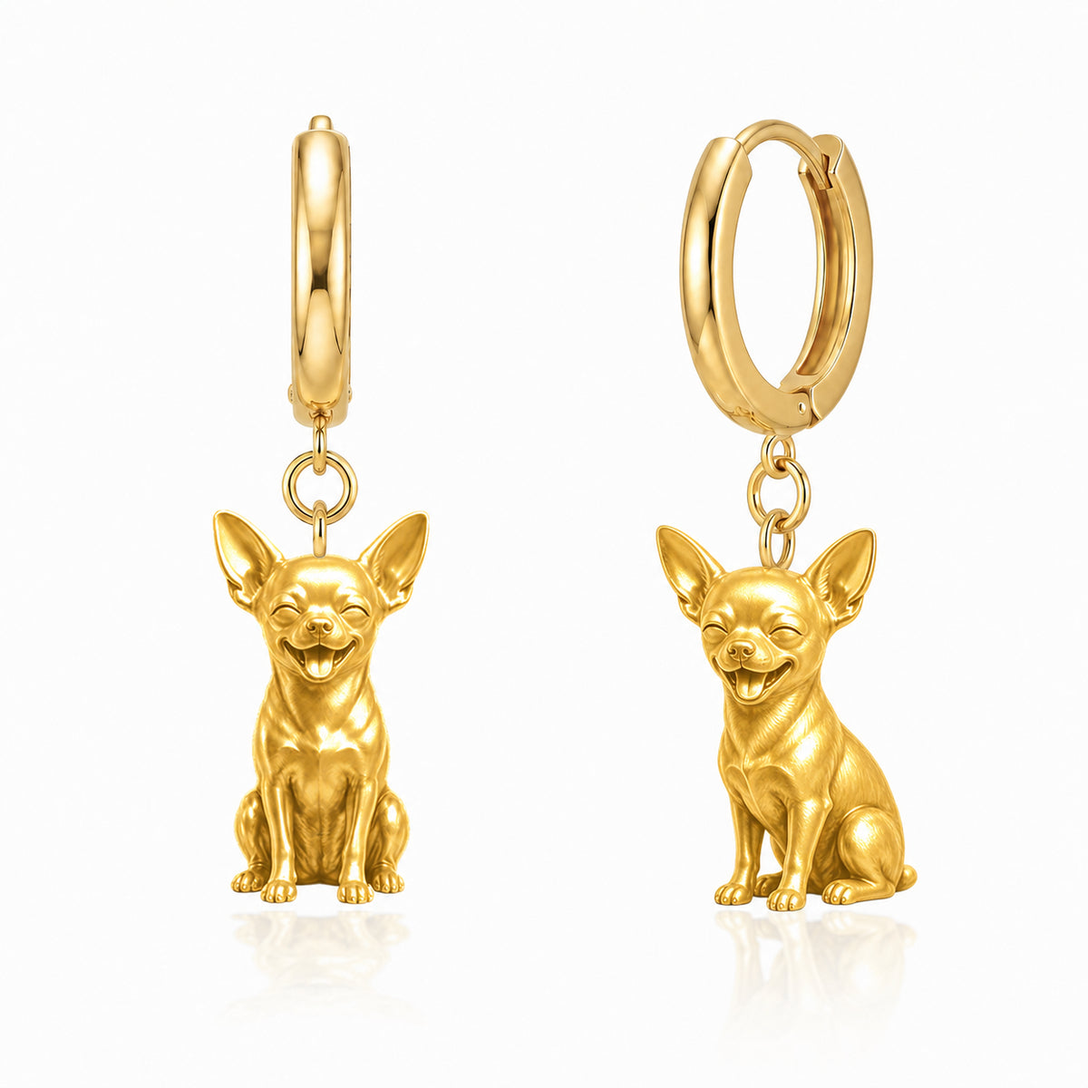Chihuahua short hair personalized companion handcrafted huggie earrings