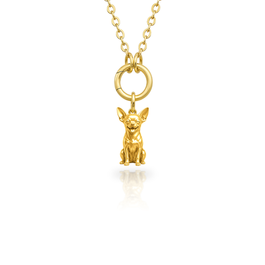 Soulyshine Chihuahua short hair Purest Bond Dog Companion Charm Necklace - 18K Gold Vermeil front