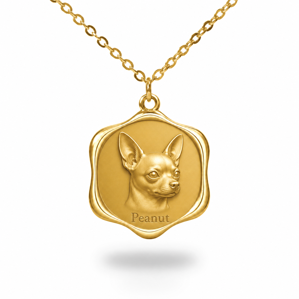 Soulyshine Chihuahua - short hair Precious Paw personalized pet photo necklace - 18K Gold Vermeil front