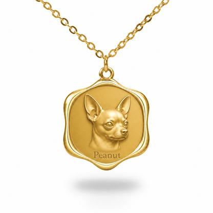 Soulyshine Chihuahua - short hair Precious Paw personalized pet photo necklace - 18K Gold Vermeil front