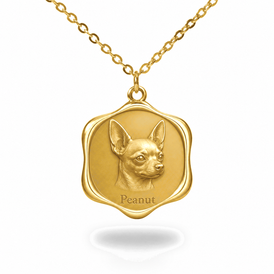 Soulyshine Chihuahua Precious Paw personalized pet photo necklace - 18K Gold Vermeil front