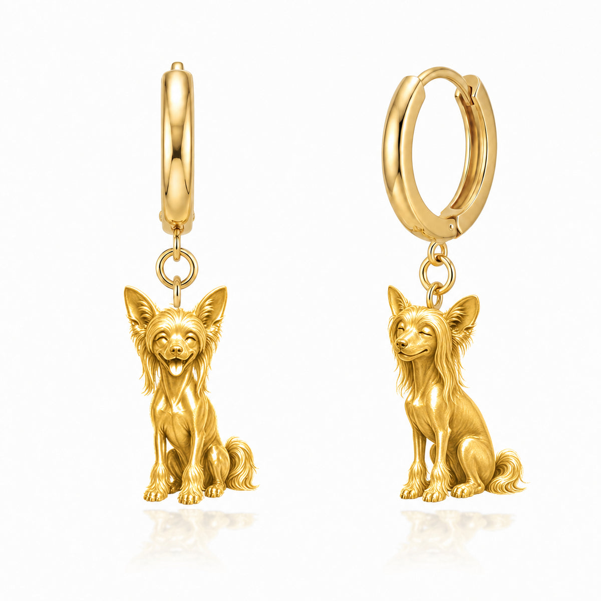 Chinese Crested hairless personalized companion handcrafted huggie earrings