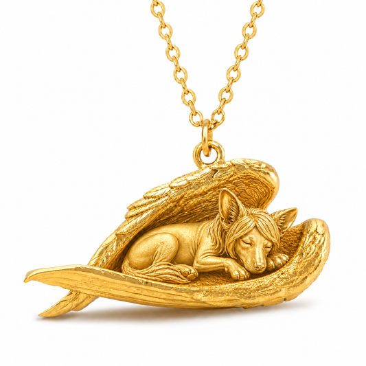 Soulyshine Chinese Crested hairless The Sleeping Angel – Personalized Pet Necklace - 18K Gold Vermeil front