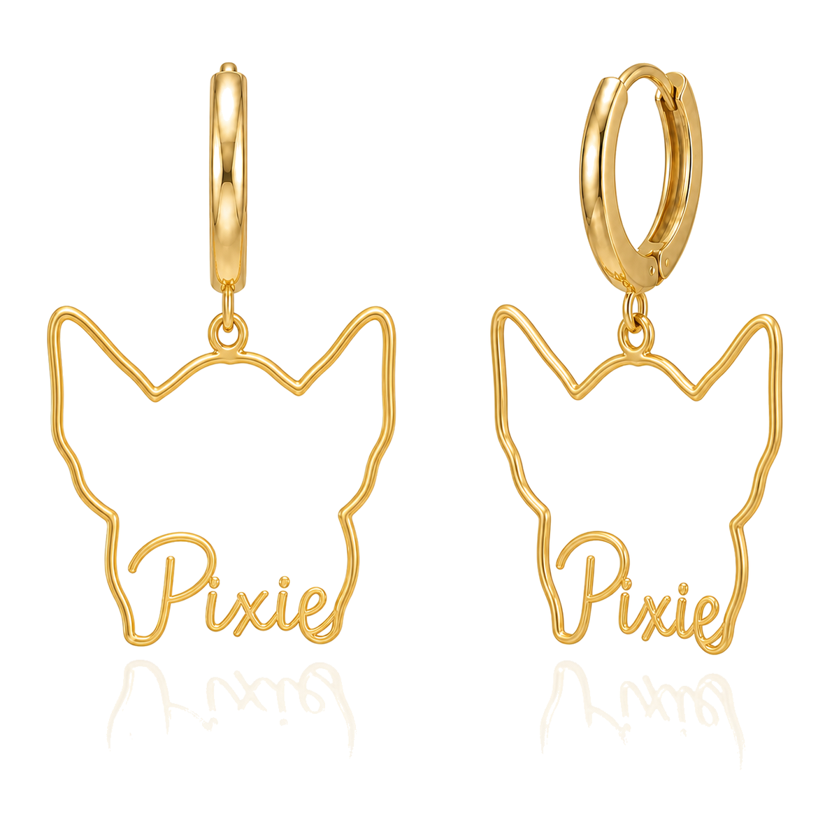 Chinese Crested hairless Pixie personalized pet face earrings