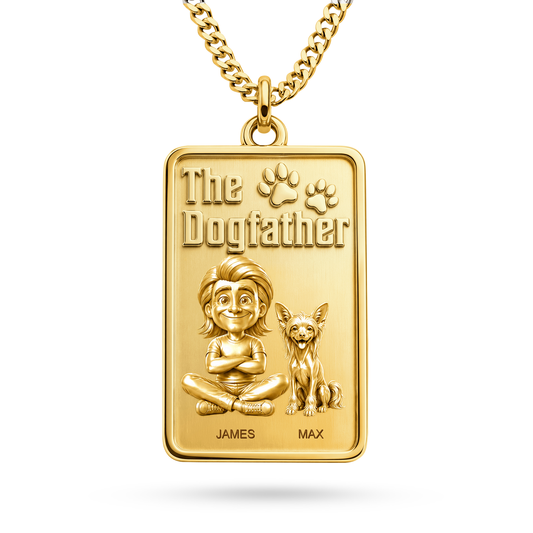 The Dogfather Chinese Crested Hairless Personalized Necklace
