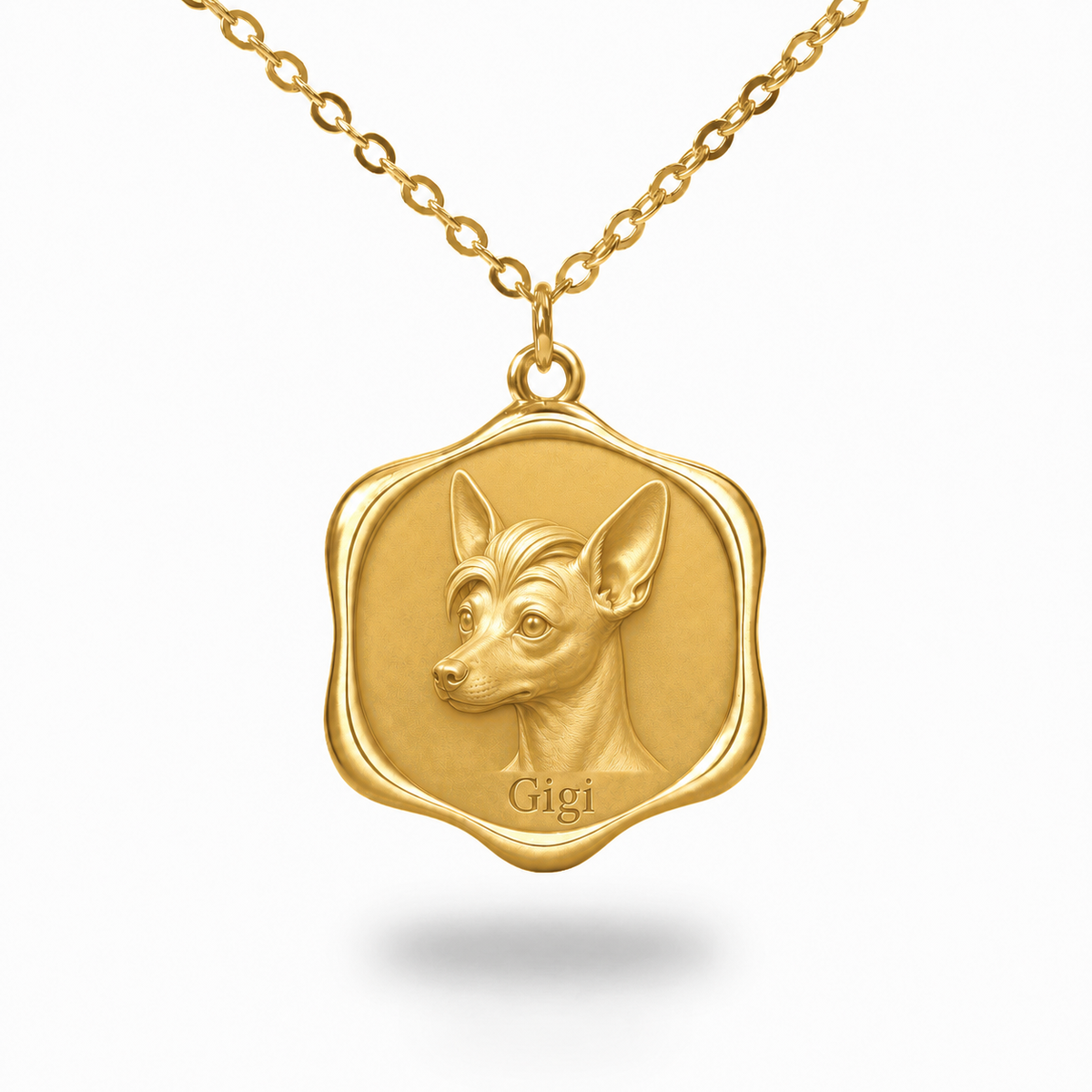 Soulyshine Chinese Crested - hairless Precious Paw personalized pet photo necklace - 18K Gold Vermeil front