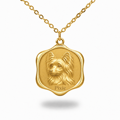 Soulyshine Chinese Crested - powderpuff Precious Paw personalized pet photo necklace - 18K Gold Vermeil front