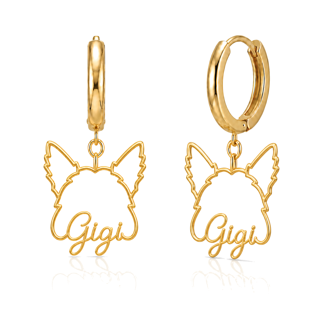 Chinese Crested powderpuff Gigi personalized pet face earrings
