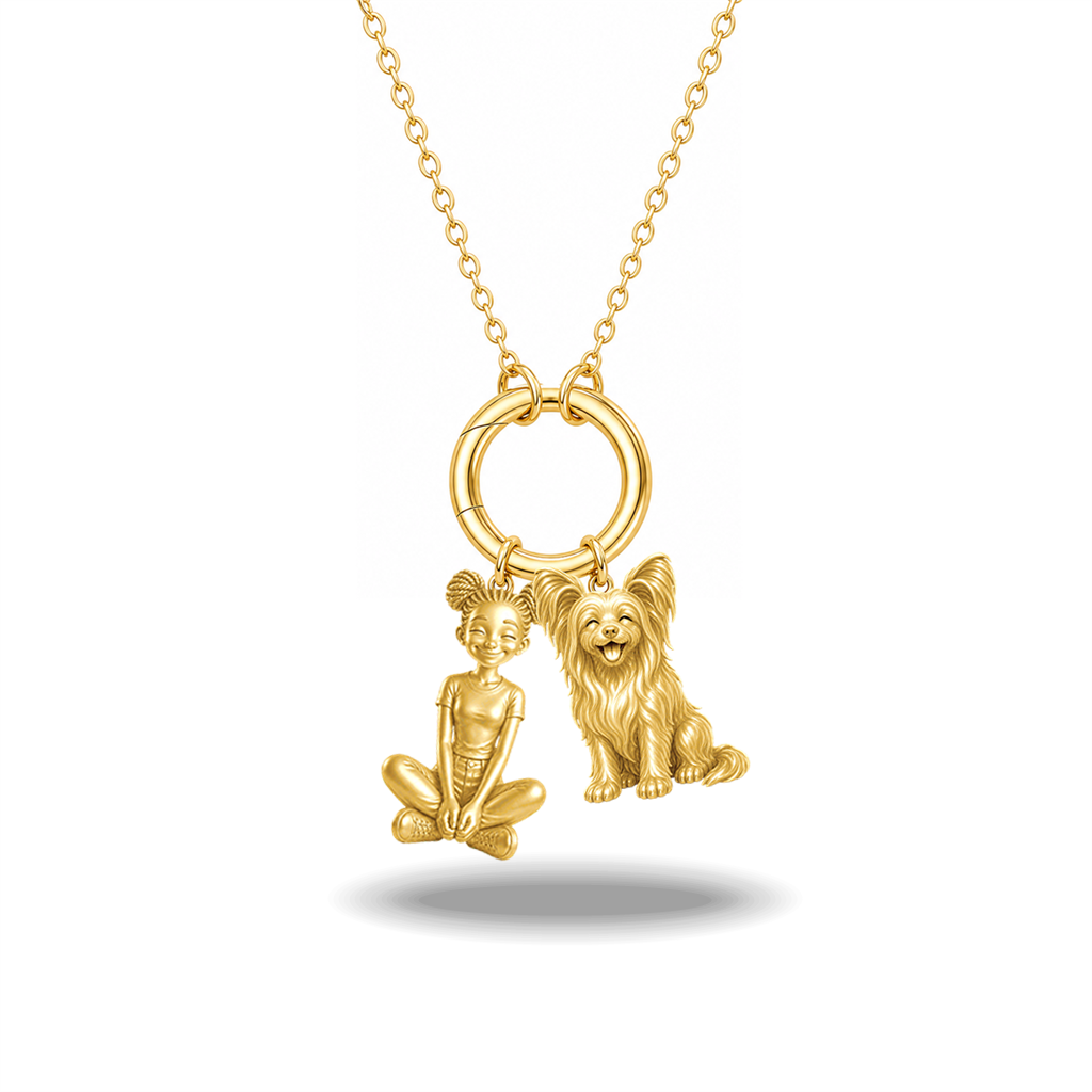 Chinese Crested powderpuff - 18K Gold Vermeil - 1st