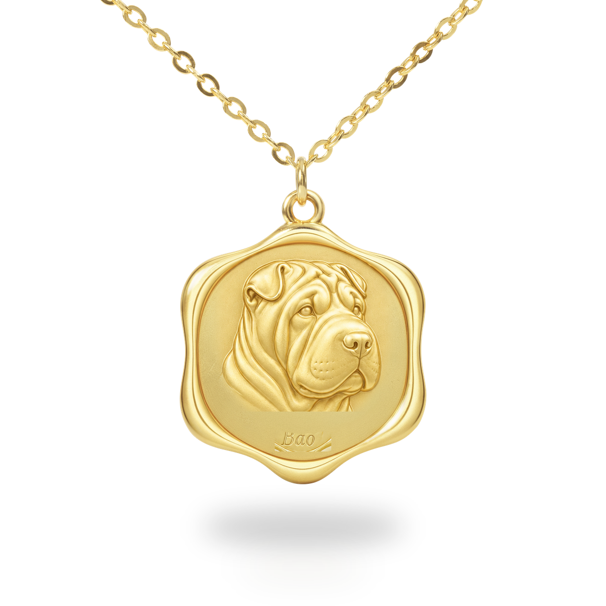 Soulyshine Chinese Shar Pei Precious Paw personalized pet photo necklace - 18K Gold Vermeil front