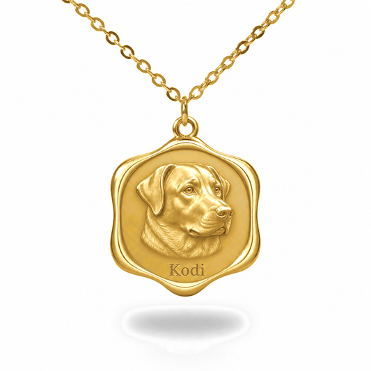Soulyshine Chinook Precious Paw personalized pet photo necklace - 18K Gold Vermeil front