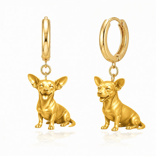 Chiweenie personalized companion handcrafted huggie earrings