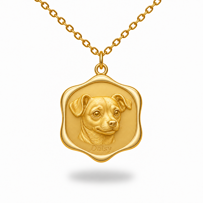 Soulyshine Chiweenie Precious Paw personalized pet photo necklace - 18K Gold Vermeil front